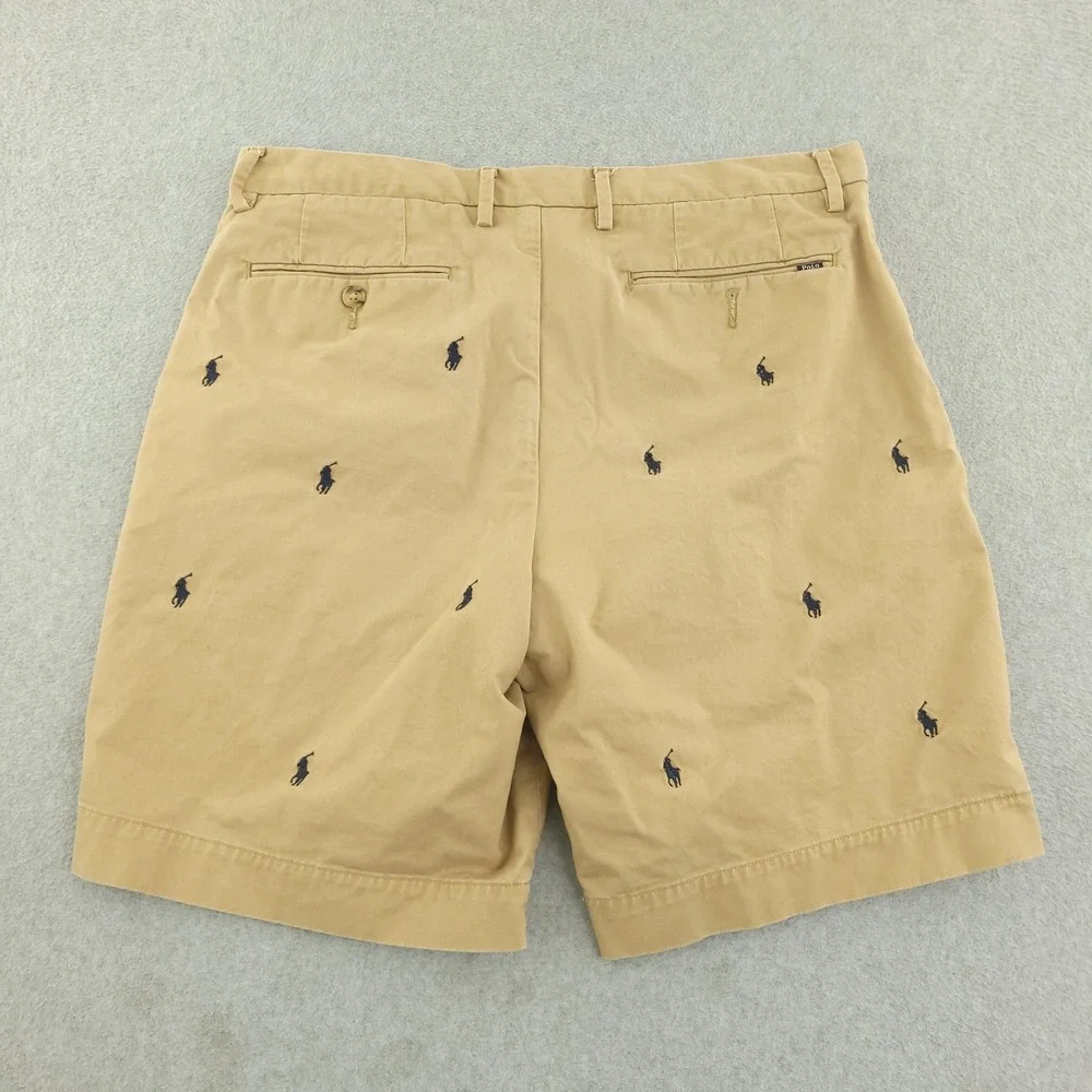 Polo Ralph Lauren Shorts Mens 33 Beige Stretch Chino Embroidered Pony 9